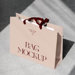 free shopping bag on street mockup
